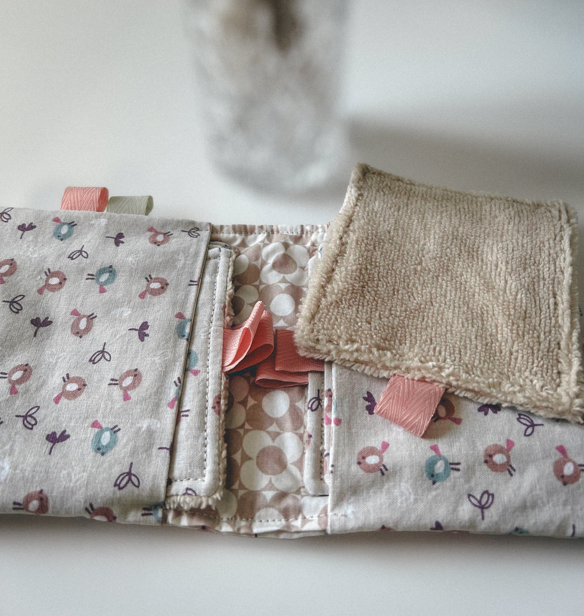 Pochette à lingettes motif petits oiseaux