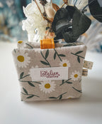 Pochette à lingettes lavables marguerites
