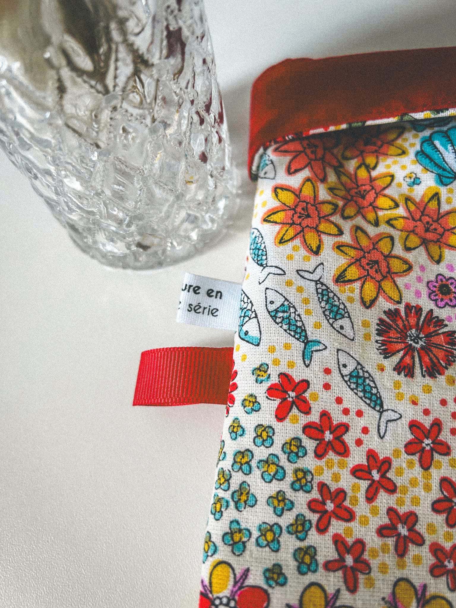 Pochette à livre A5 – Motif été & coins en simili cuir