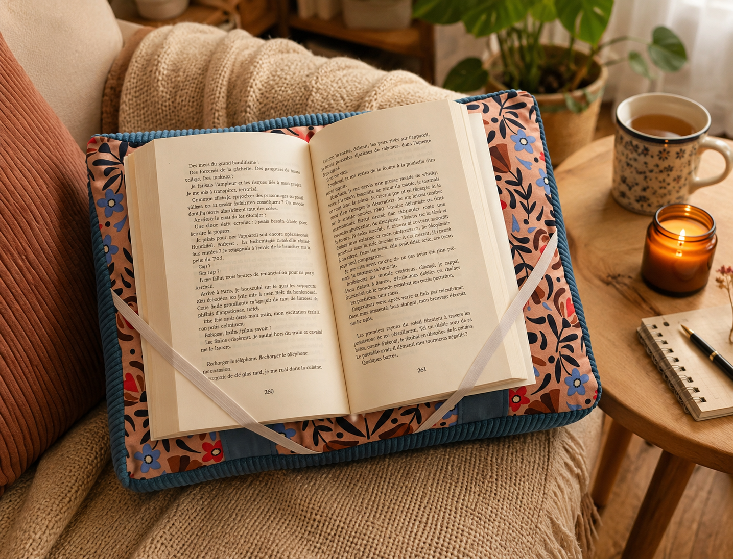 Coussin de lecture bleu L'atelier des étoiles
