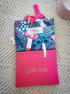 Pochette à livre A5 – Rose et bleu fleurie