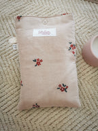 Pochette à livre A5 – Beige fleuri et bleu canard